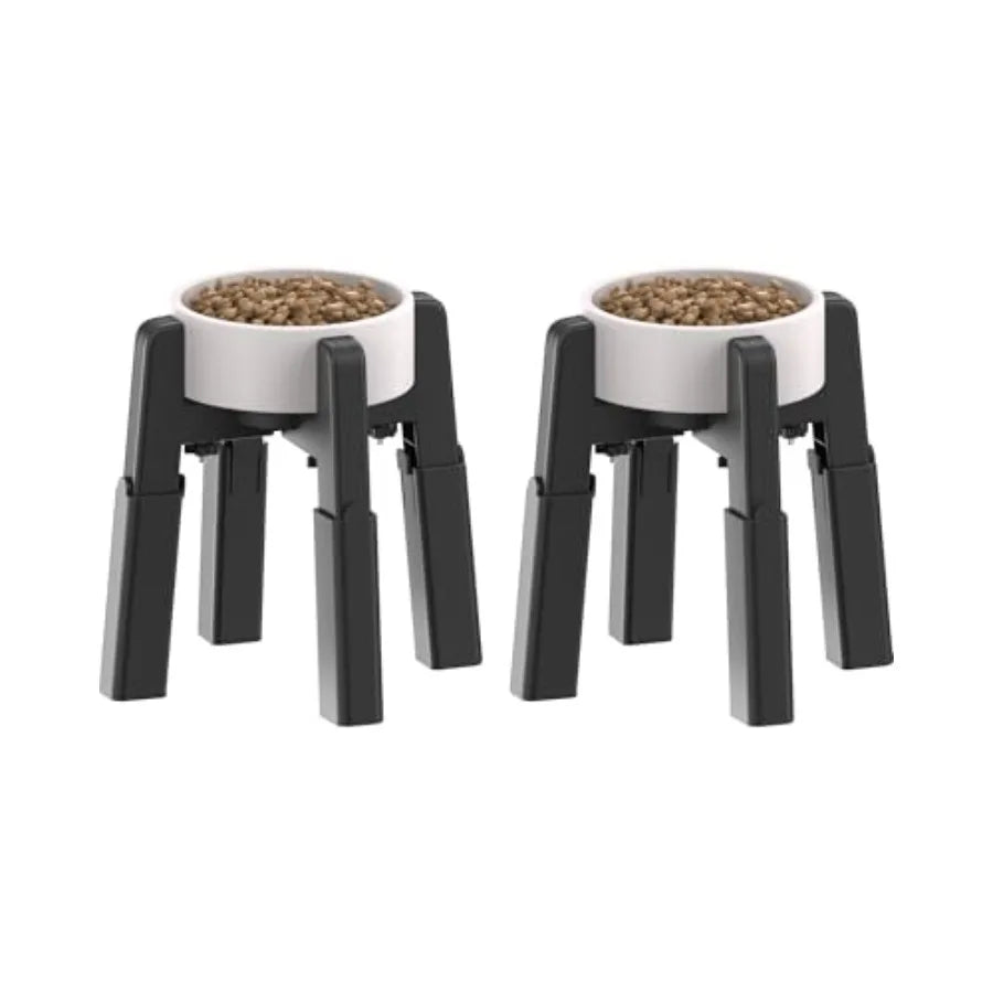 Dog Bowl Stand with Adjustable Hght and Width [2 Pack Stand Only] Elevated Pet Water Food Feeder for Medium and Large Pets Stab